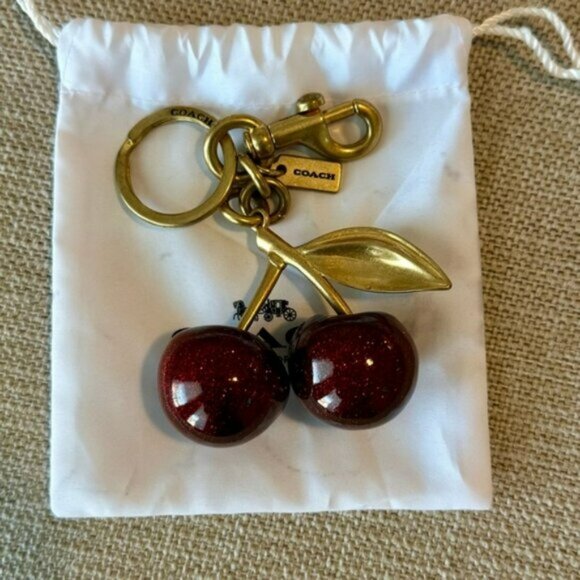 Coach Cherry Brass Cherry Bag Charm Keychain - Picture 1 of 4